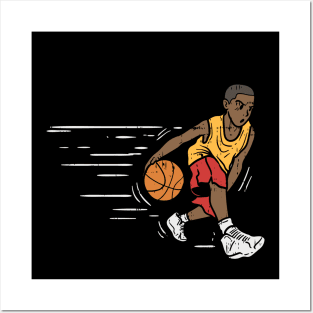 Fast dribbling basketball boy Posters and Art